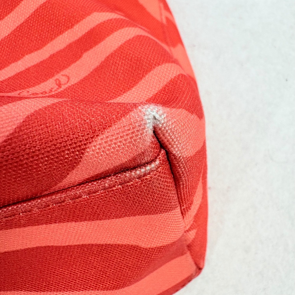 Coach Shoulder Bag Red Zebra Print Canvas Peach Orange Y2K Stefani Charm Tag 90s - Picture 15 of 16